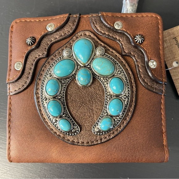 Justin Turquoise Naja Concho Brown Wallet - Picture 2 of 7